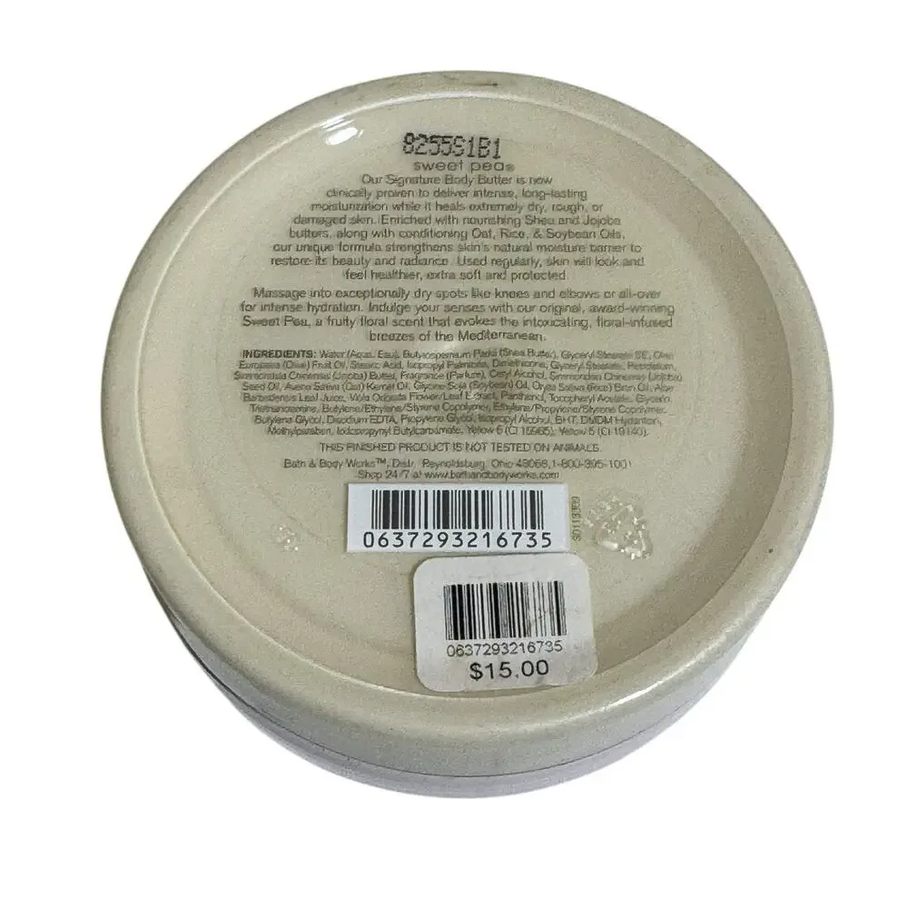 Bath & Body Works Sweet Pea Body Butter 7 oz Shea Rare Discontinued Retired-A